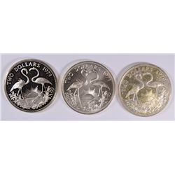 LOT OF 3 BAHAMAS SILVER $2.00 COINS ALL VERY NICE