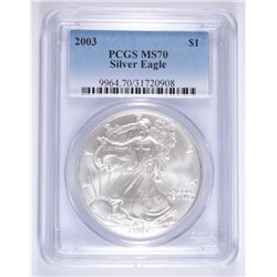 2003 AMERICAN SILVER EAGLE, PCGS MS-70! PERFECT!