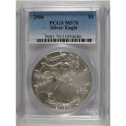 2006 AMERICAN SILVER EAGLE, PCGS MS-70 PERFECT!