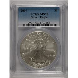 2007 AMERICAN SILVER EAGLE, PCGS MS-70 PERFECT!