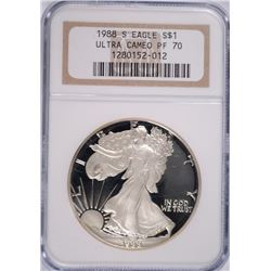 1988-S AMERICAN SILVER EAGLE, NGC PROOF-70 ULTRA CAMEO!  NICE!!
