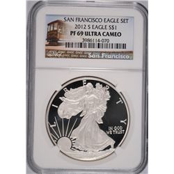 2012-S $1.00 AMERICAN SILVER EAGLE, NGC PROOF-69 ULTRA CAMEO