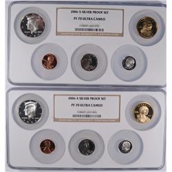 (2) 2006 SILVER PROOF SET (MISSING QUARTERS) NGC PF-70 UC (MULTIHOLDER)
