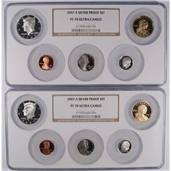 (2) 2007 SILVER PROOF SETS (MISSING QUARTERS) NGC PF-70 UC (MULTIHOLDER)