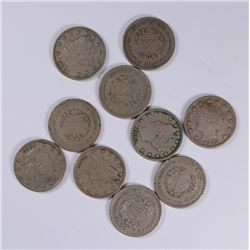 (10) 1883 N/C V-NICKELS