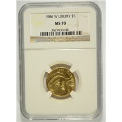 1986-W $5 GOLD LIBERTY COMMEN NGC MS-70 !!!!