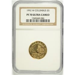 1992-W $5 GOLD COLUMBUS COMMEN NGC PF-70 !!!! UC