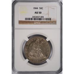 1844 SEATED HALF DOLLAR NGC AU-50