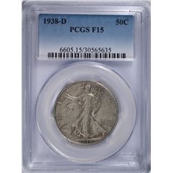 1938-D WALKING LIBERTY HALF DOLLAR PCGS FINE-15