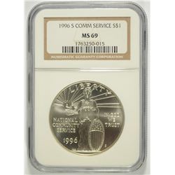 1996-S COMMUNTITY SERVICE COMMEN DOLLAR NGC MS-69