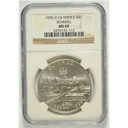 1996-D OLYMPICS (ROWING) COMMEN DOLLAR NGC MS-69