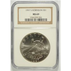 1997-S ROBINSON COMMEN DOLLAR NGC MS-69