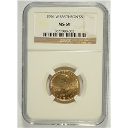 1996-W $5 GOLD SMITHSONIAN COMMEN NGC MS-69