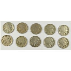 (10) BUFFALO NICKELS (17, 17-D, 17-S, 18, 18-D, 18-S, 19, 19-D, 19-S, 20)