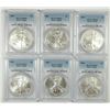 Image 1 : 2002, 2003, 2004, 2005, 2006 & 2007 AMERICAN SILVER EAGLES, ALL PCGS MS-69!