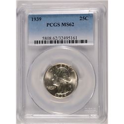 1939 WASHINGTON QUARTER, PCGS  MS-62