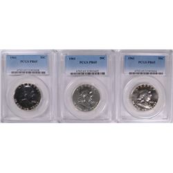 ( 3 ) 1961 FRANKLIN HALF DOLLARS, PCGS  PROOF-65