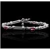 Image 1 : 14KT White Gold 1.50ctw Ruby and Diamond Bracelet