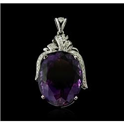 14KT White Gold 50.77ct Amethyst and Diamond Pendant