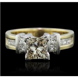 14KT Yellow Gold 1.56ctw Princess Cut Diamond Ring