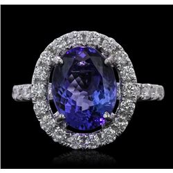 14KT White Gold 3.35ct Tanzanite and Diamond Ring