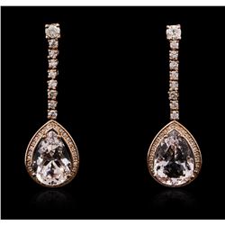 14KT Rose Gold 10.66ctw Morganite and Diamond Earrings