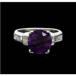 18KT White Gold 3.00ct Amethyst and Diamond Ring