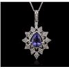 Image 2 : 14KT White Gold 2.28ct Tanzanite and Diamond Pendant With Chain