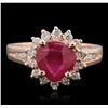 Image 1 : 14KT Rose Gold 1.55ct Ruby and Diamond Ring