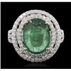 Image 1 : 14KT White and Yellow Gold 4.44ct Emerald and Diamond Ring