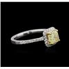 Image 2 : 18KT Two-Tone Gold GIA Certified 1.44ctw Fancy Yellow Diamond Ring