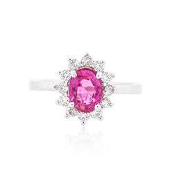 14KT White Gold 1.13ct Pink Tourmaline and Diamond Ring