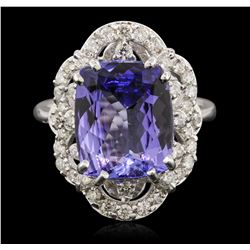 14KT White Gold 5.45ct Tanzanite and Diamond Ring