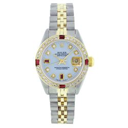 Ladies Rolex Two-Tone Ruby and Diamond DateJust Wristwatch