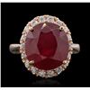 Image 1 : 14KT Rose Gold 7.97ct Ruby and Diamond Ring