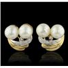 Image 1 : 14KT Yellow Gold Pearl and Diamond Earrings