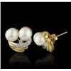 Image 2 : 14KT Yellow Gold Pearl and Diamond Earrings