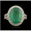 Image 1 : 14KT Yellow Gold 7.61ct Emerald and Diamond Ring