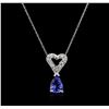 Image 2 : 14KT White Gold 0.93ct Tanzanite and Diamond Pendant With Chain
