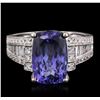 Image 1 : 18KT White Gold 4.26ct Tanzanite and Diamond Ring