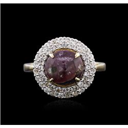 SILVER 4.93ct Ruby and White Sapphire Ring