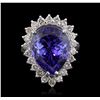 Image 1 : 14KT White Gold GIA Certified 13.39ct Tanzanite and Diamond Ring