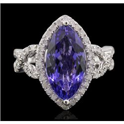 14KT White Gold 3.88ct Tanzanite and Diamond Ring