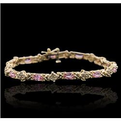 14KT Yellow Gold 6.24ctw Pink Sapphire and Diamond Bracelet