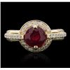 Image 1 : 14KT Yellow Gold 1.56ct Ruby and Diamond Ring