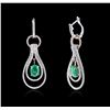 Image 2 : 14KT Two-Tone Gold 2.14ctw Emerald and Diamond Earrings