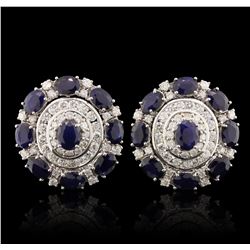 14KT White Gold 19.90ct Sapphire and Diamond Earrings