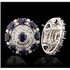 Image 2 : 14KT White Gold 19.90ct Sapphire and Diamond Earrings