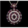 Image 1 : 14KT Yellow Gold 11.80ctw Ruby and Diamond Pendant With Chain