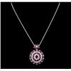 Image 2 : 14KT Yellow Gold 11.80ctw Ruby and Diamond Pendant With Chain